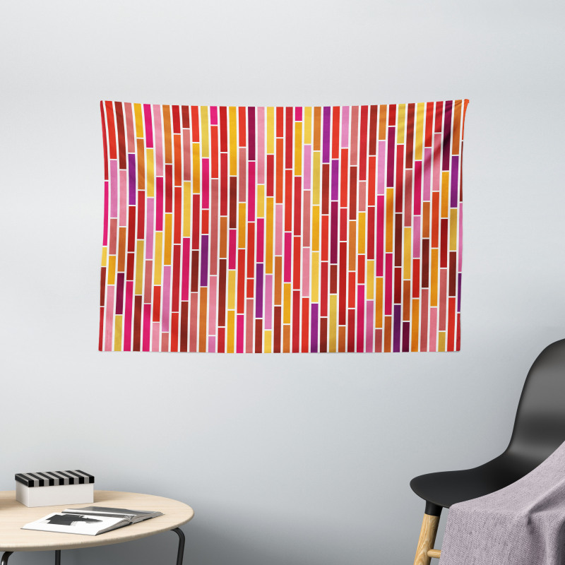 Pink Stripes Lines Wide Tapestry
