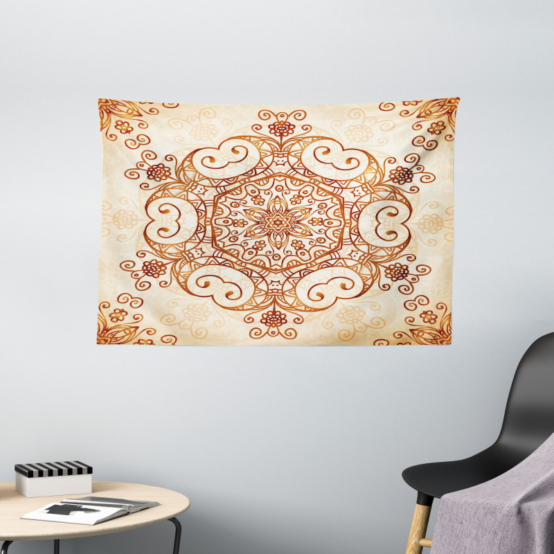 Abstract Damask Motif Wide Tapestry