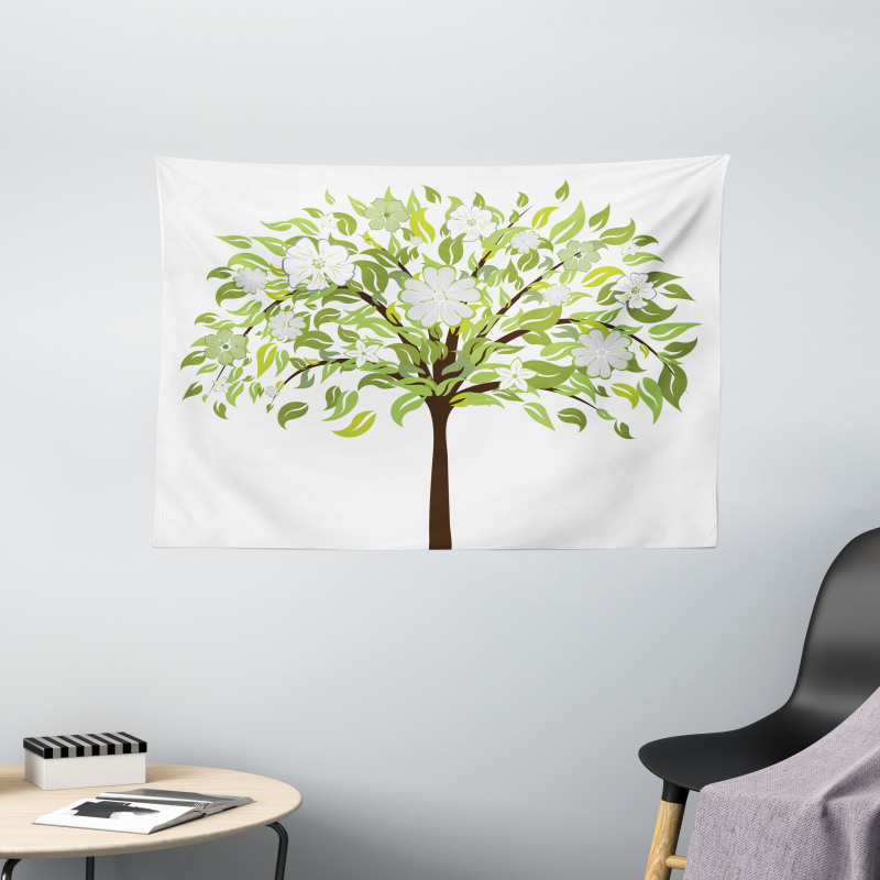 Summer Tree Blossoms Wide Tapestry