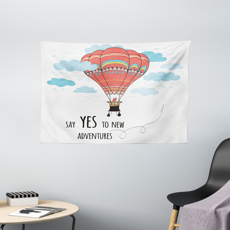 Words Hot Air Balloon Wide Tapestry