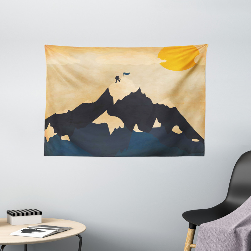 Man on the Mountaintop Wide Tapestry