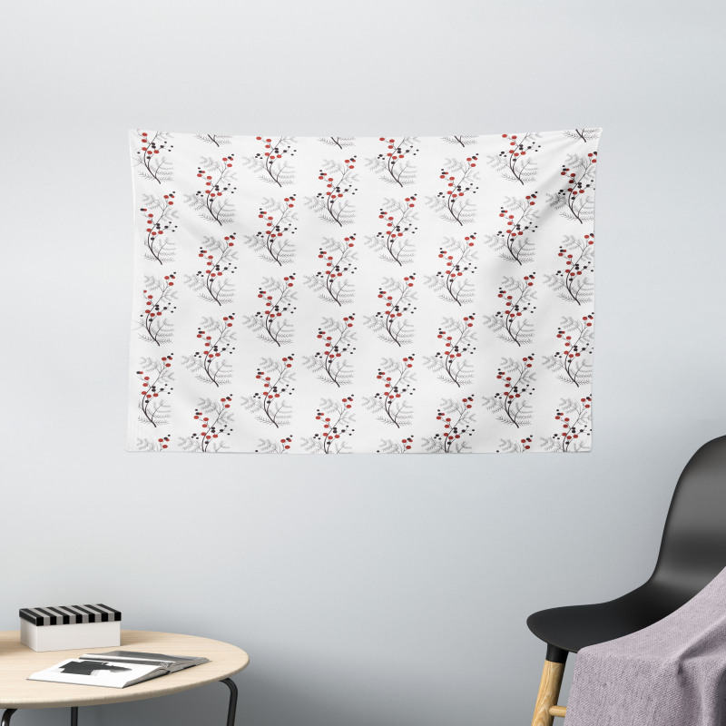 Curvy Dotted Branches Wide Tapestry