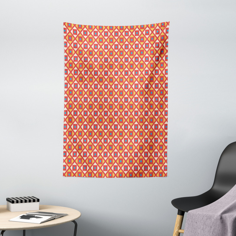 Dots Squares Checked Tapestry