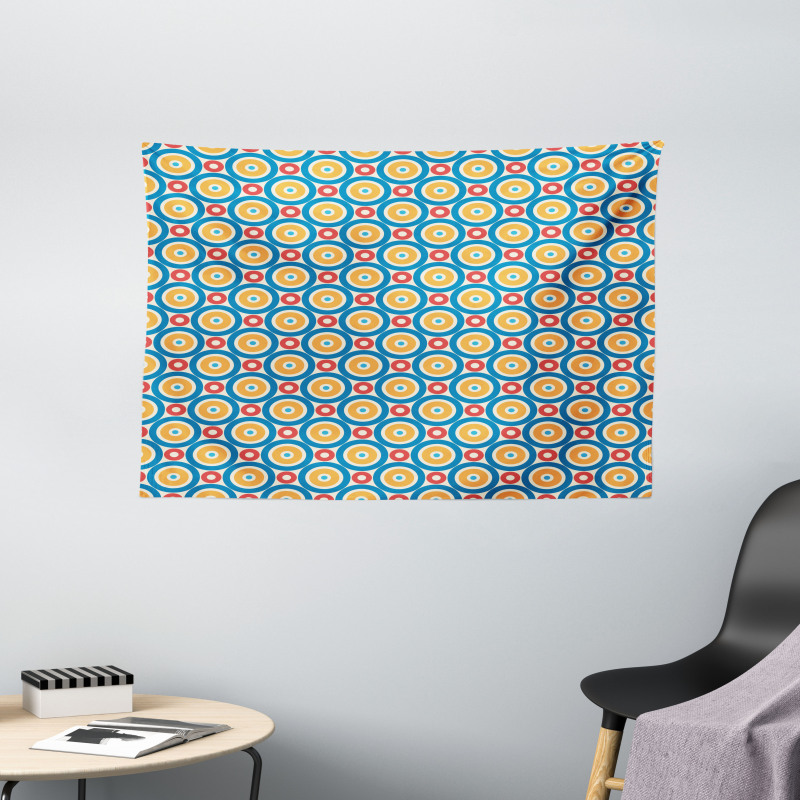 Big Small Circles and Dots Wide Tapestry