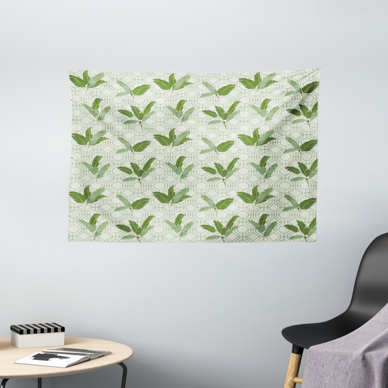 Palm Leaves Geometric Wide Tapestry