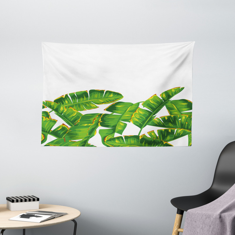 Vibrant Tropical Foliage Wide Tapestry