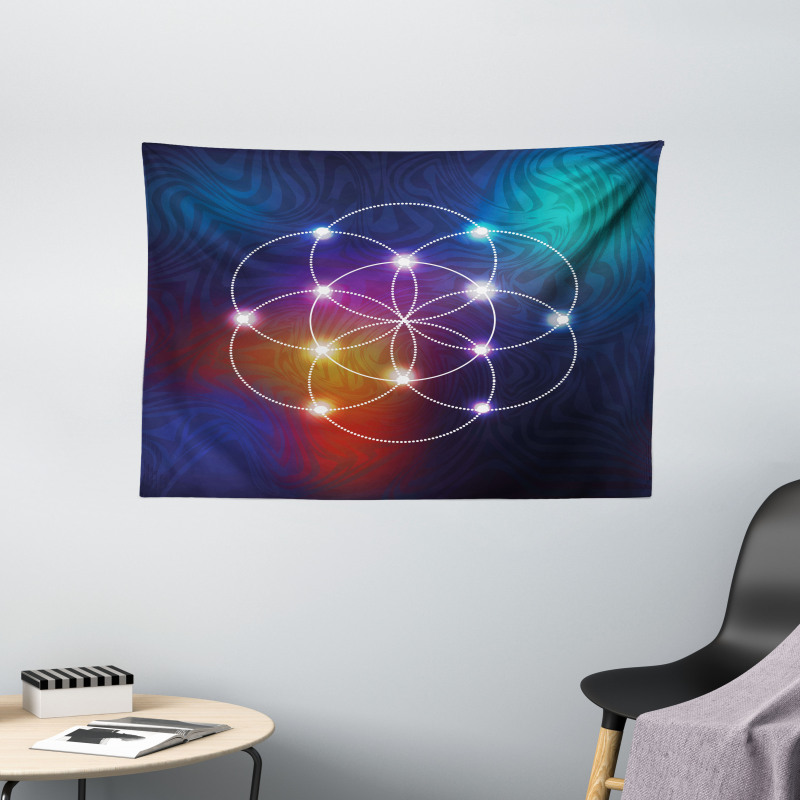 Circles Grid Esoteric Wide Tapestry