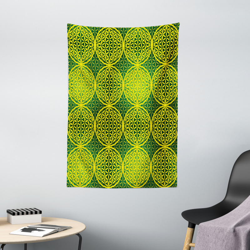 Vivid Flower of Life Tapestry