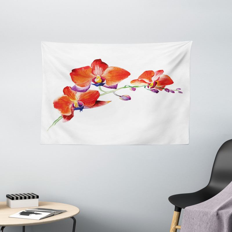 Orchid Branch Blooms Wide Tapestry