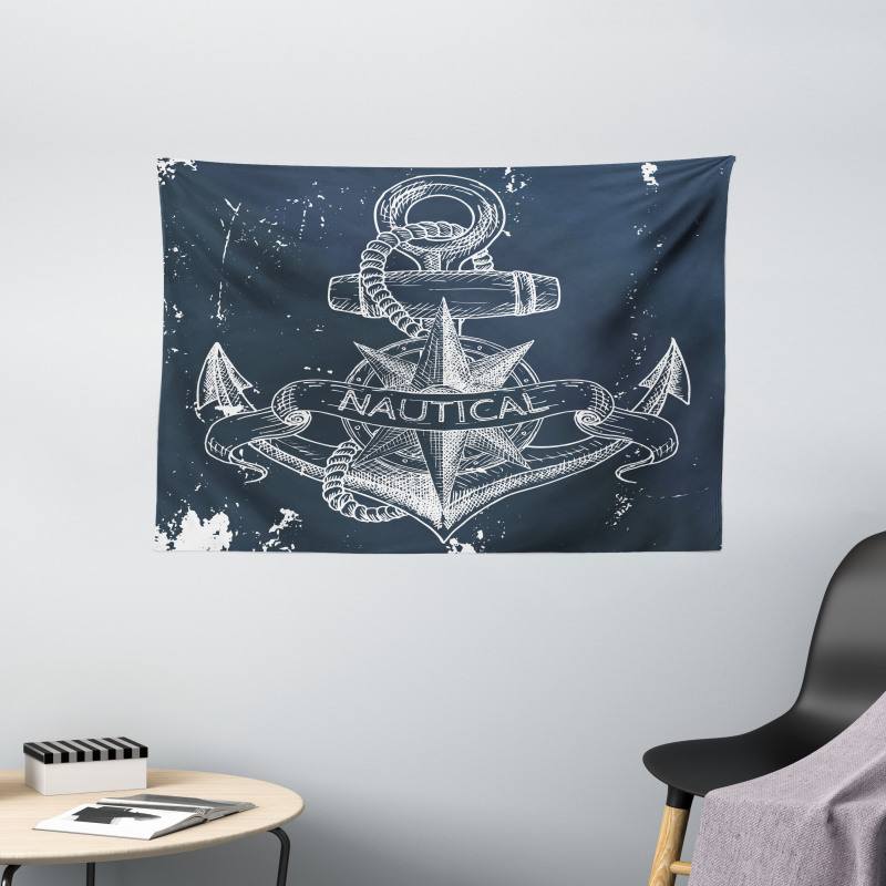 Knot Anchor Compass Wide Tapestry