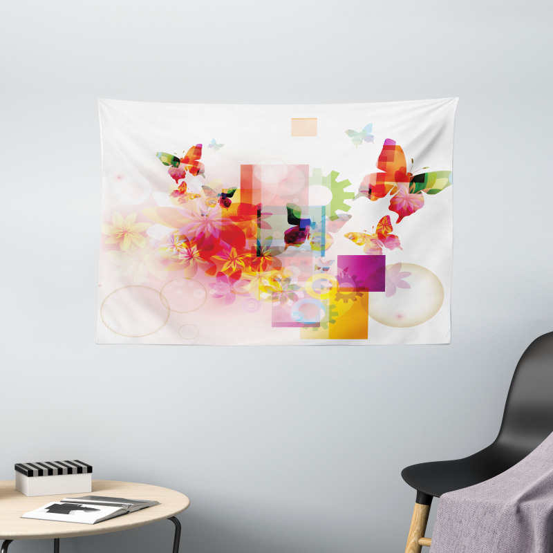 Natural Flowers Wide Tapestry