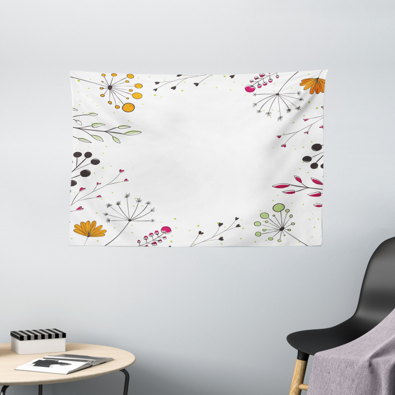 Geometric Flowers Floral Wide Tapestry