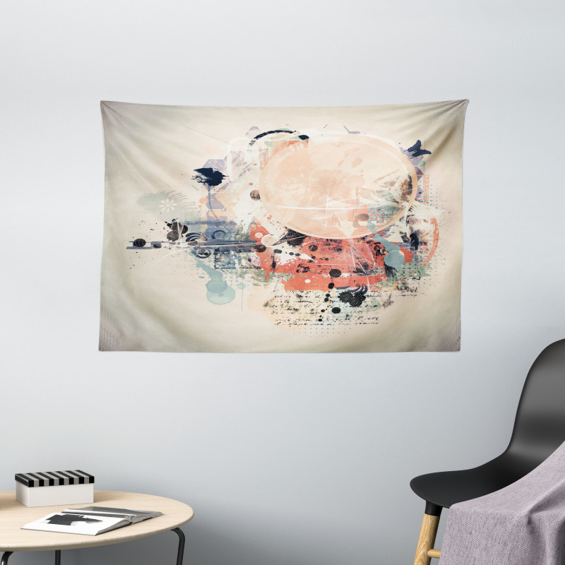 Grunge Mix Collage Wide Tapestry