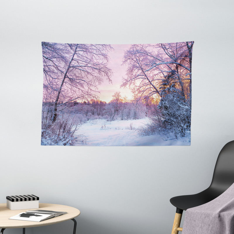Braches Snowy Sunset Wide Tapestry