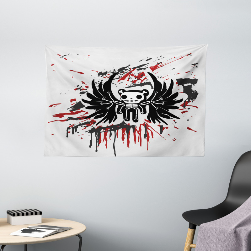 Comic Dead Skull Face Wide Tapestry