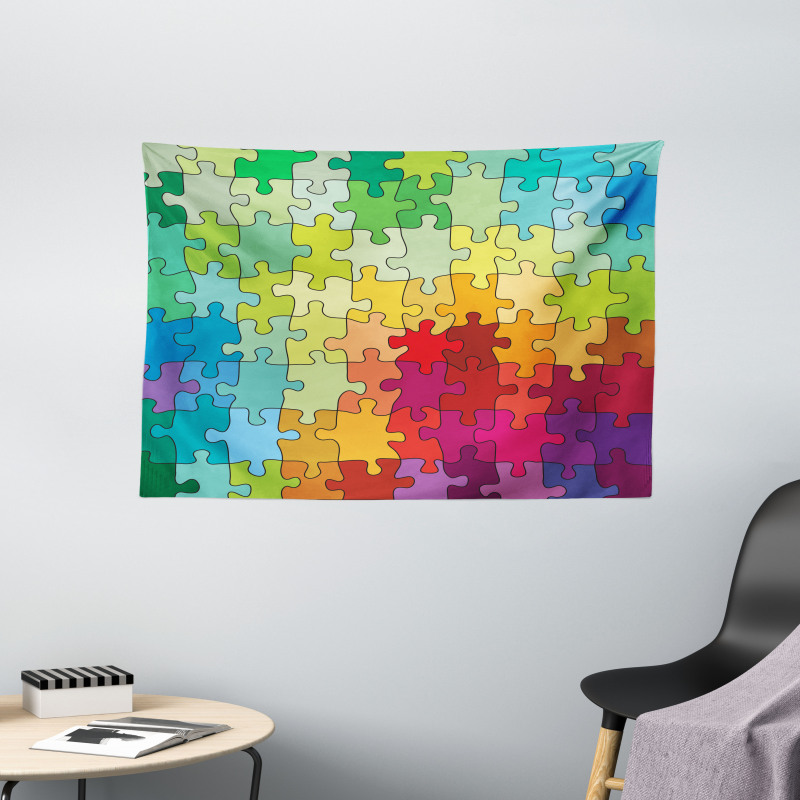 Colored Hobby Puzzle Wide Tapestry