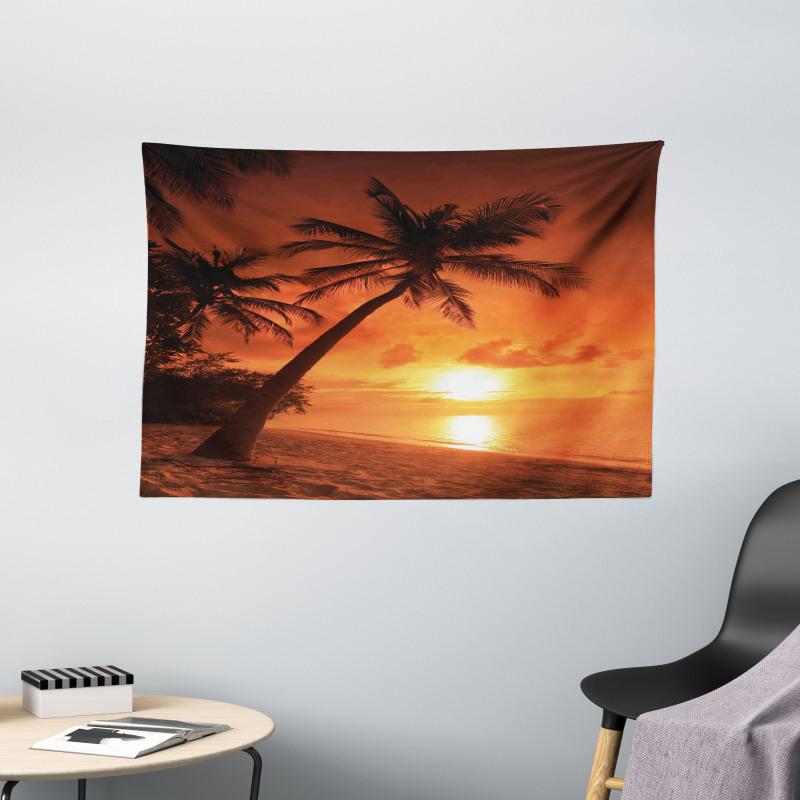 Twilight Coconut Palms Wide Tapestry