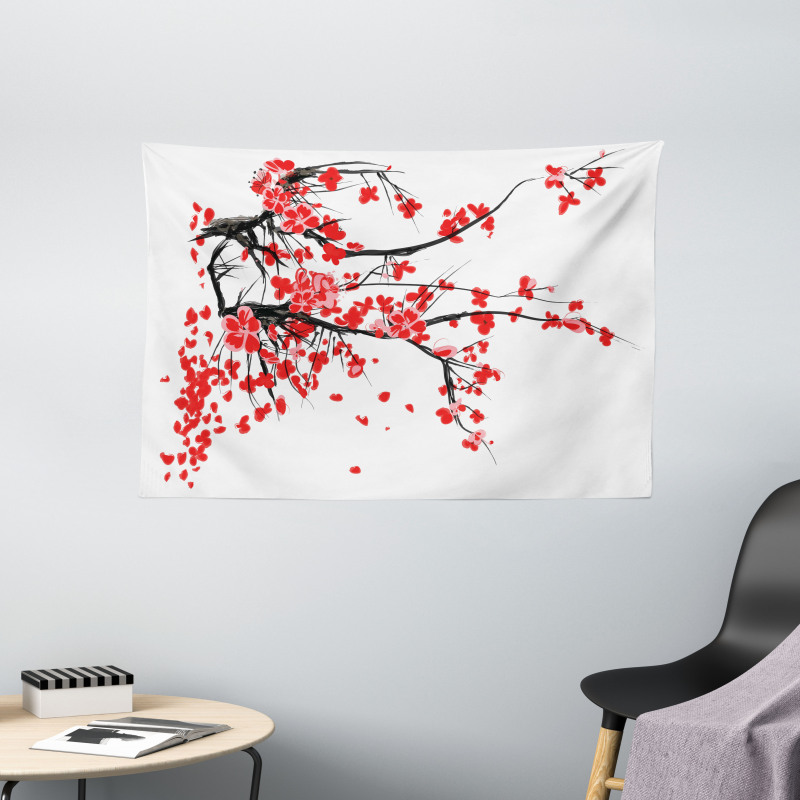 Japanese Spring Blooms Wide Tapestry