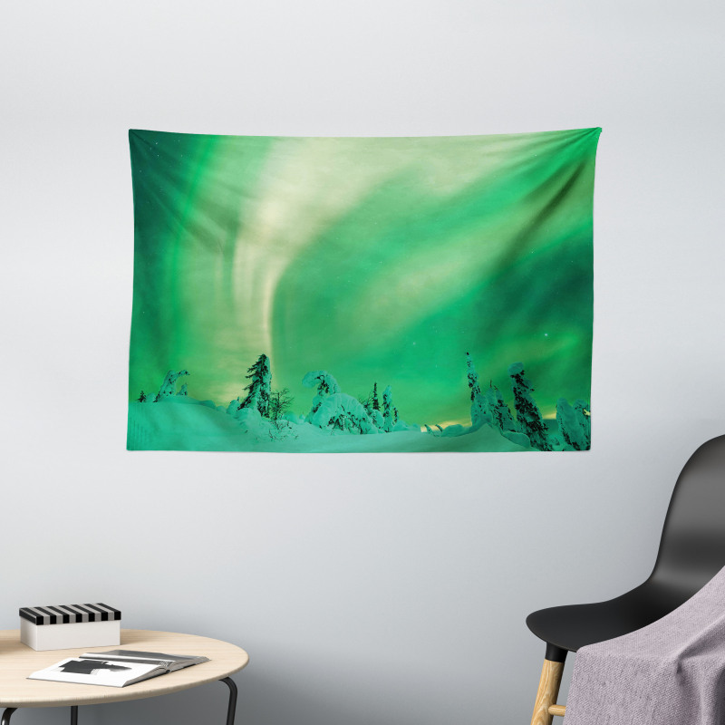 Icy Pine Tree Wide Tapestry