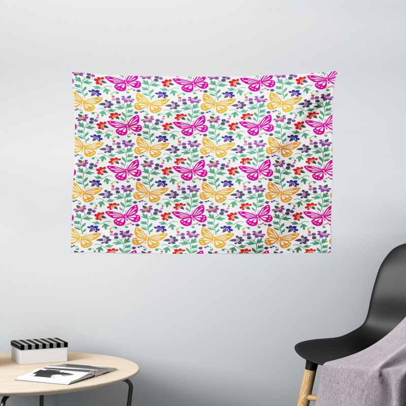 Vibrant Summer Blooms Wide Tapestry