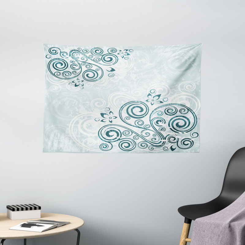Shabby Plant Petals Swirl Wide Tapestry