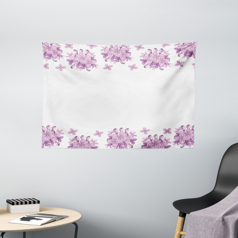 Lilac Flowers Blossoms Wide Tapestry