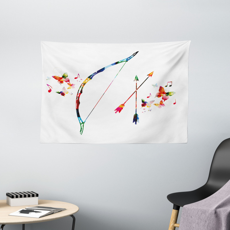 Abstract Bow and Arrow Wide Tapestry