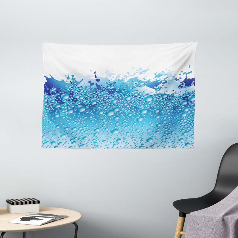 Bubbles Splashes Drops Wide Tapestry