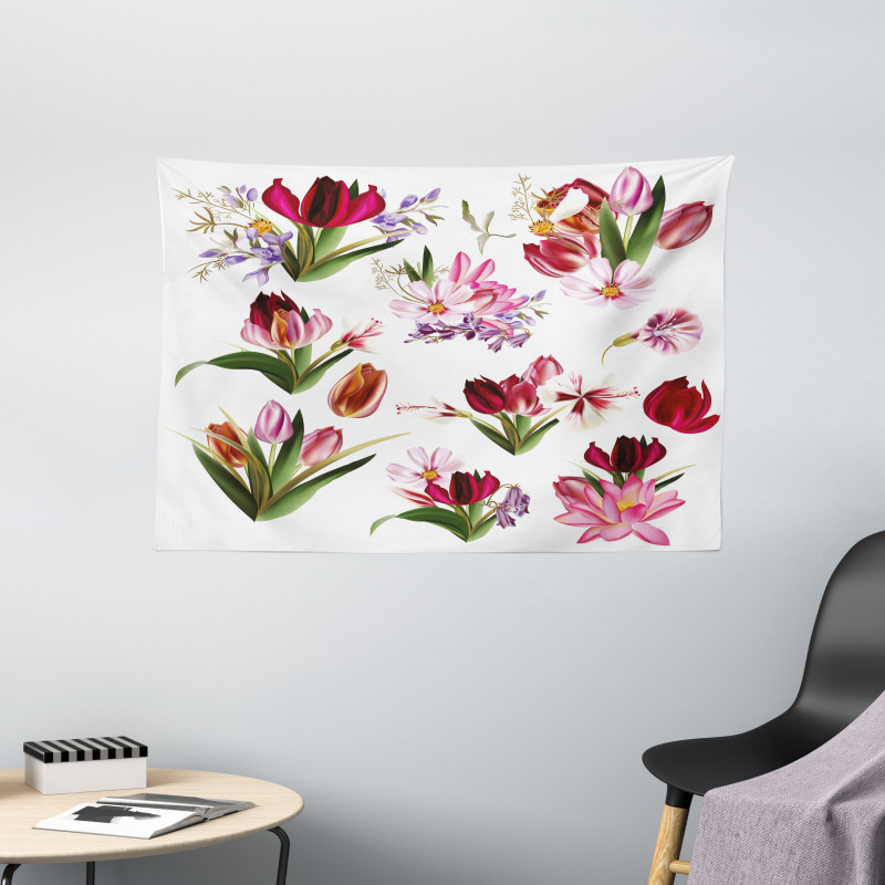 Composition of Flowers Wide Tapestry