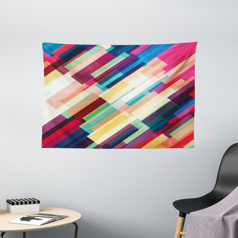 Geometric Color Lines Wide Tapestry