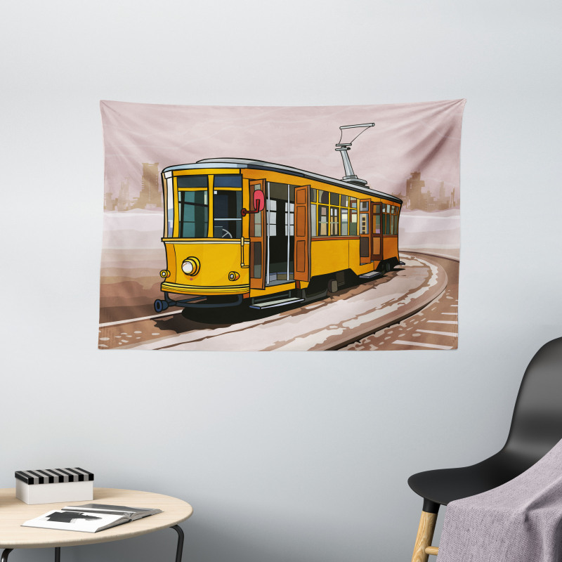 Train on Rail Roads Wide Tapestry