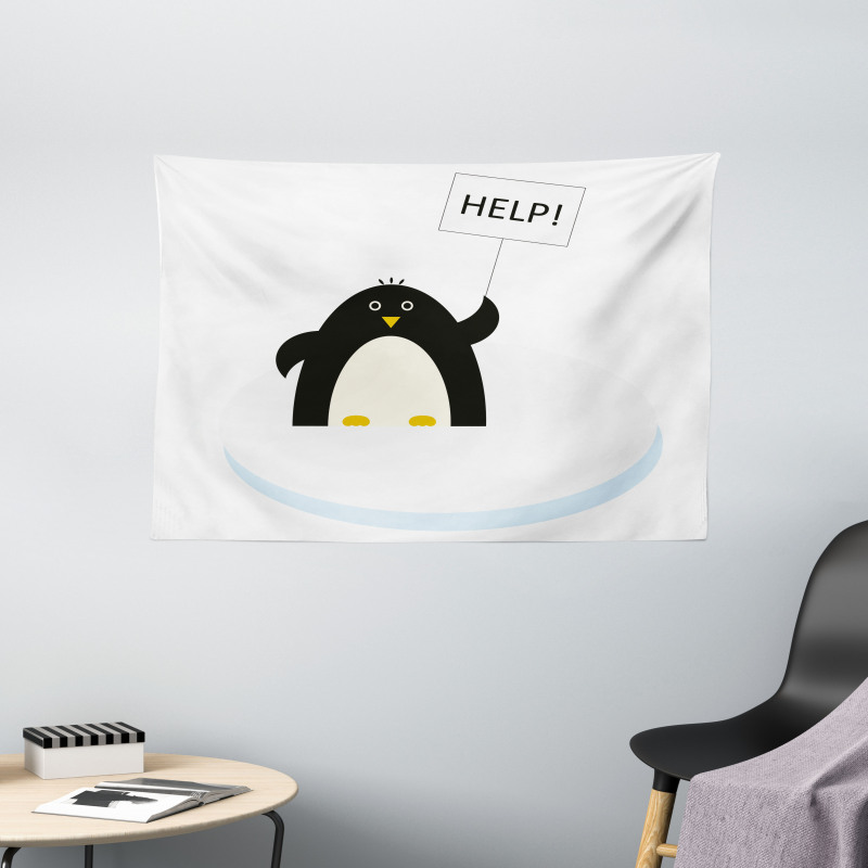 Penguin on Ice Need Help Wide Tapestry