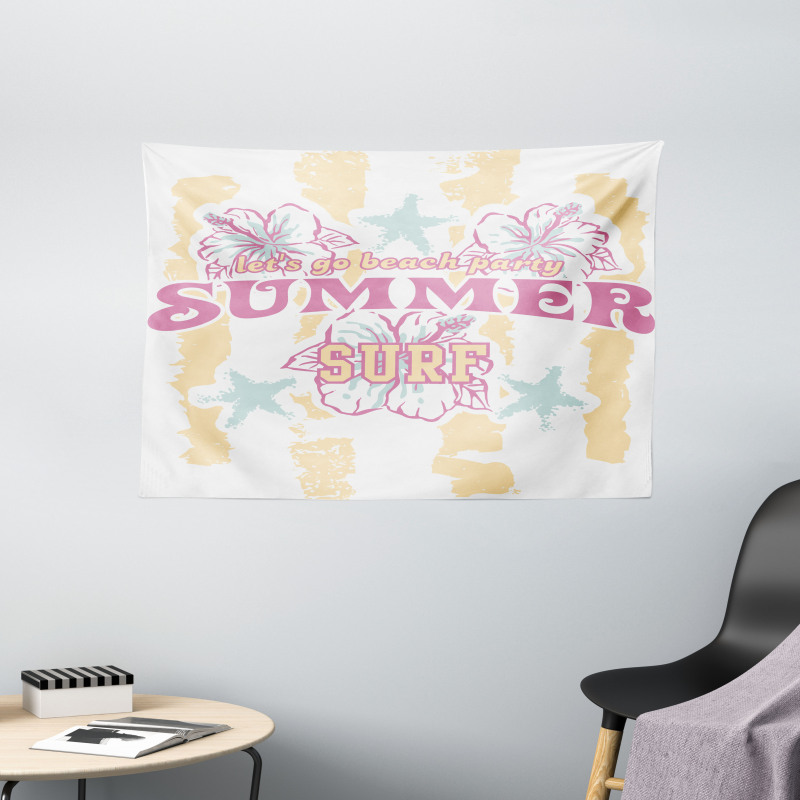 Flowers Surf and Summer Wide Tapestry