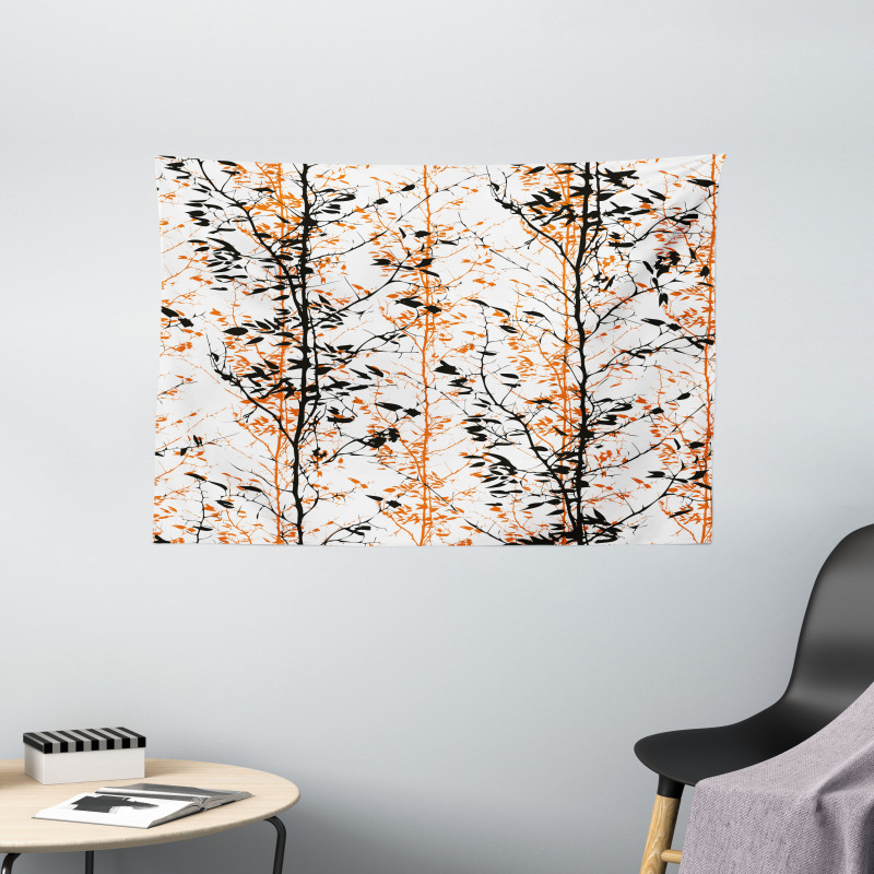 Tree Silhouettes Artwork Wide Tapestry