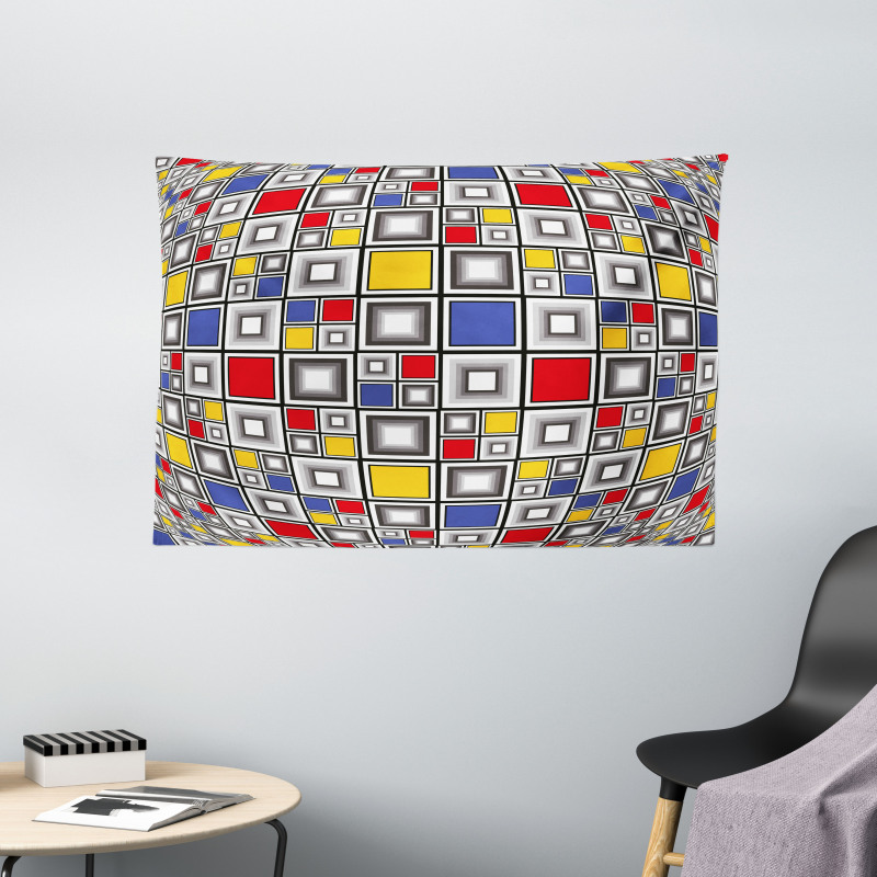 Colored Mosaic Square Wide Tapestry
