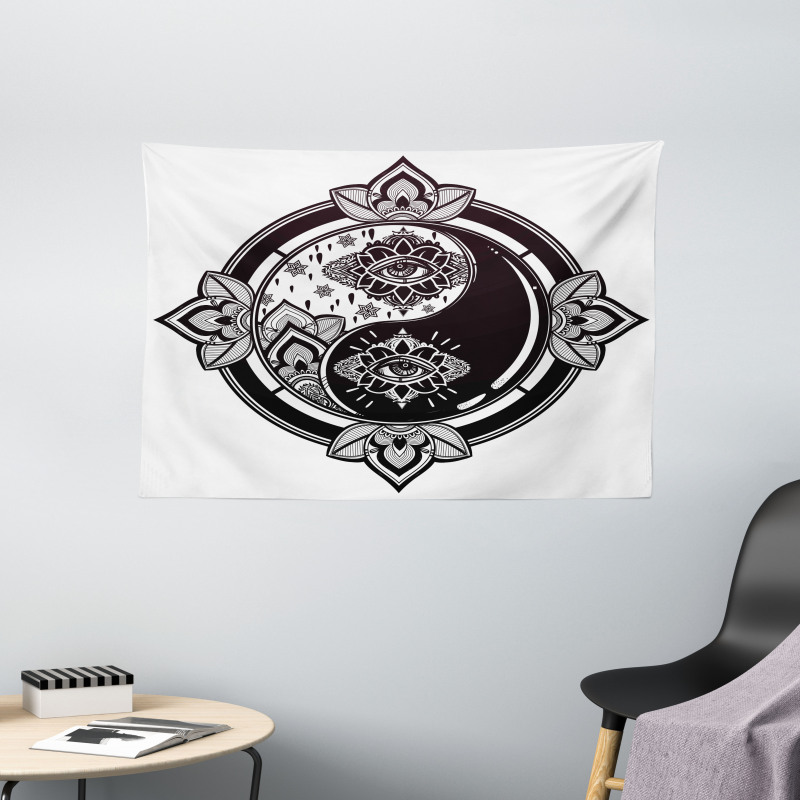 Floral Third Eye Sign Wide Tapestry