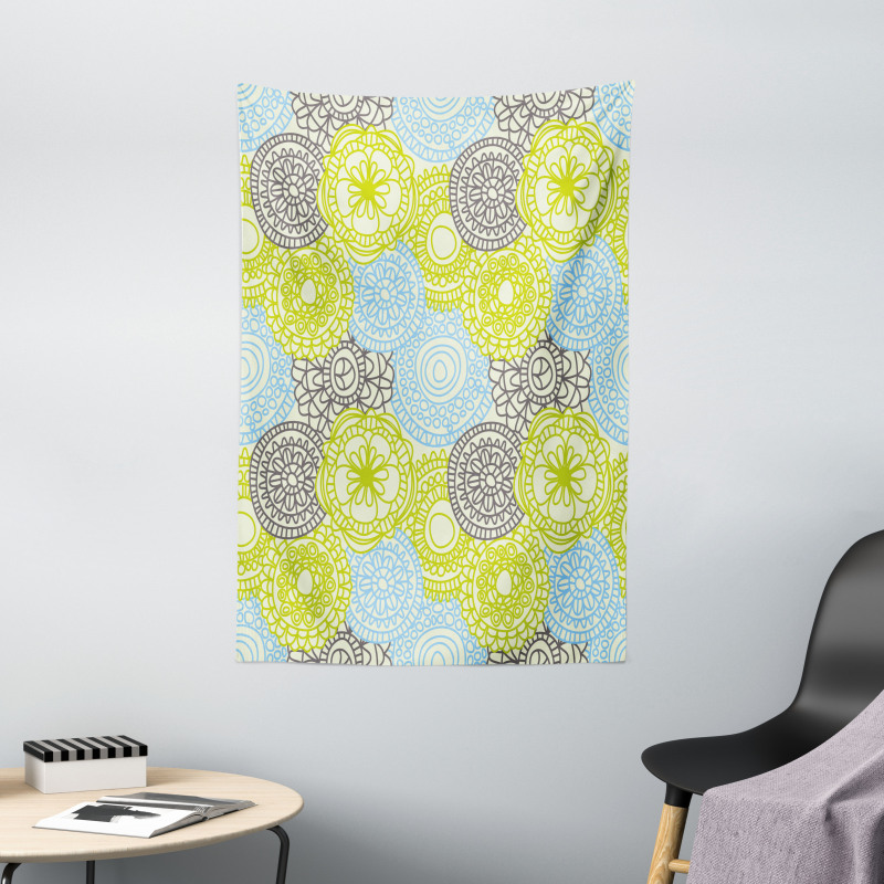 Pastel Folk Style Flower Tapestry