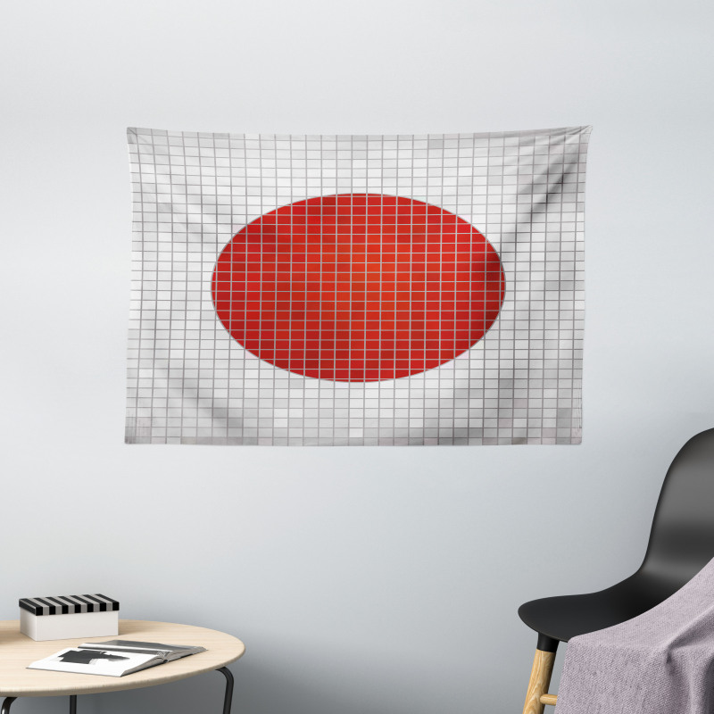 Mosaic Flag of Japan Wide Tapestry