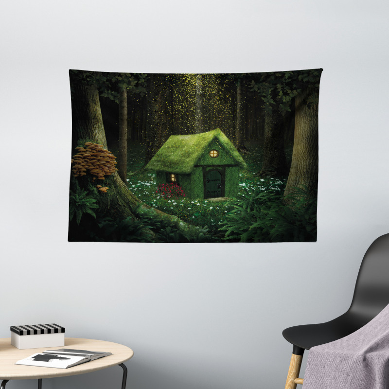 Surreal Forest House Wide Tapestry