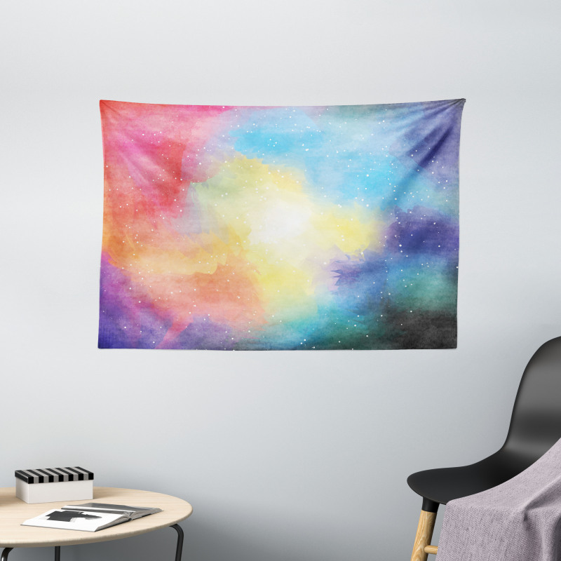 Watercolor Star Galaxy Wide Tapestry