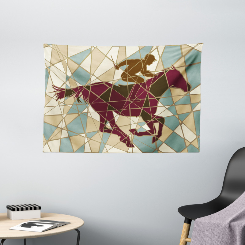 Stable Jockey Silhouette Wide Tapestry