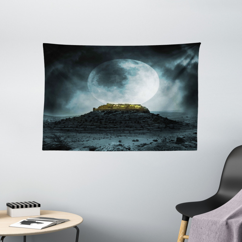 Full Moon and Castle Wide Tapestry