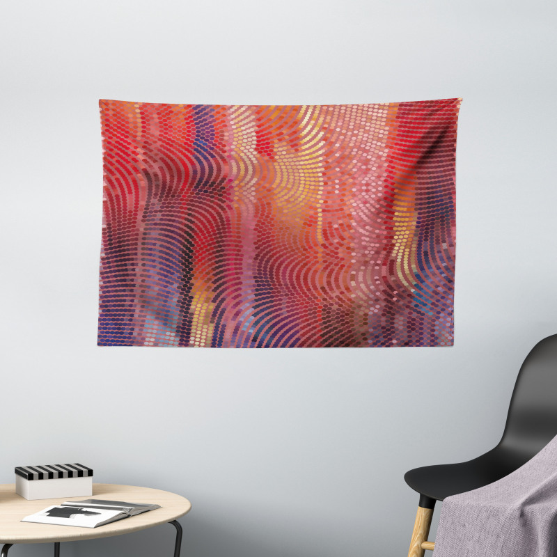 Wavy Mosaic Pixelated Wide Tapestry