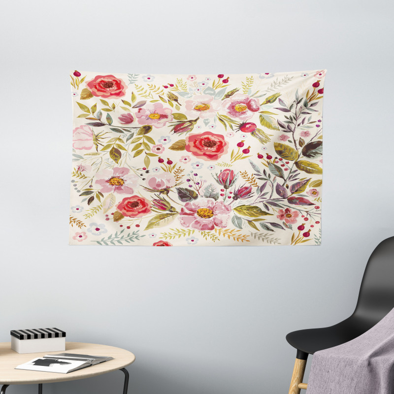 Flowers Roses Blooms Wide Tapestry