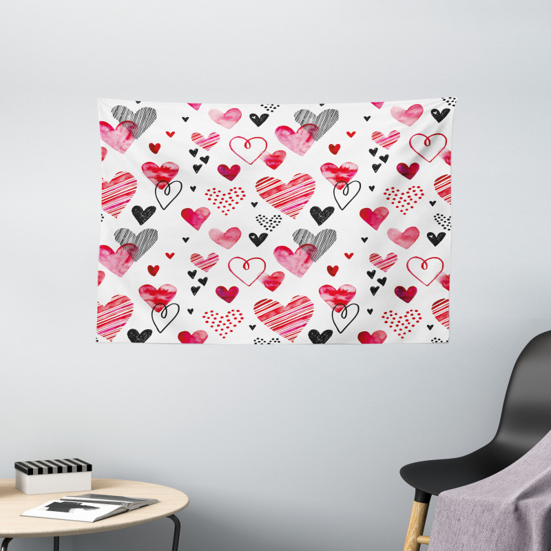 Various Heart Shapes Wide Tapestry