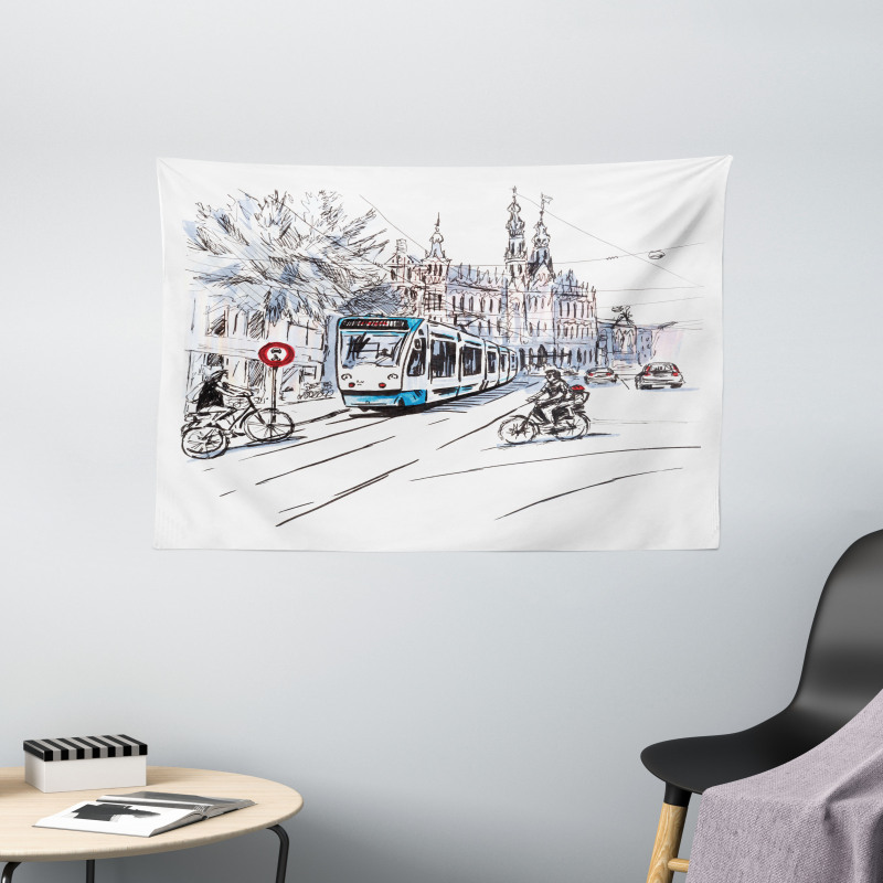 Amsterdam Cityscape Wide Tapestry