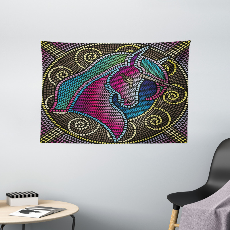 Mosaic Unicorn Wide Tapestry