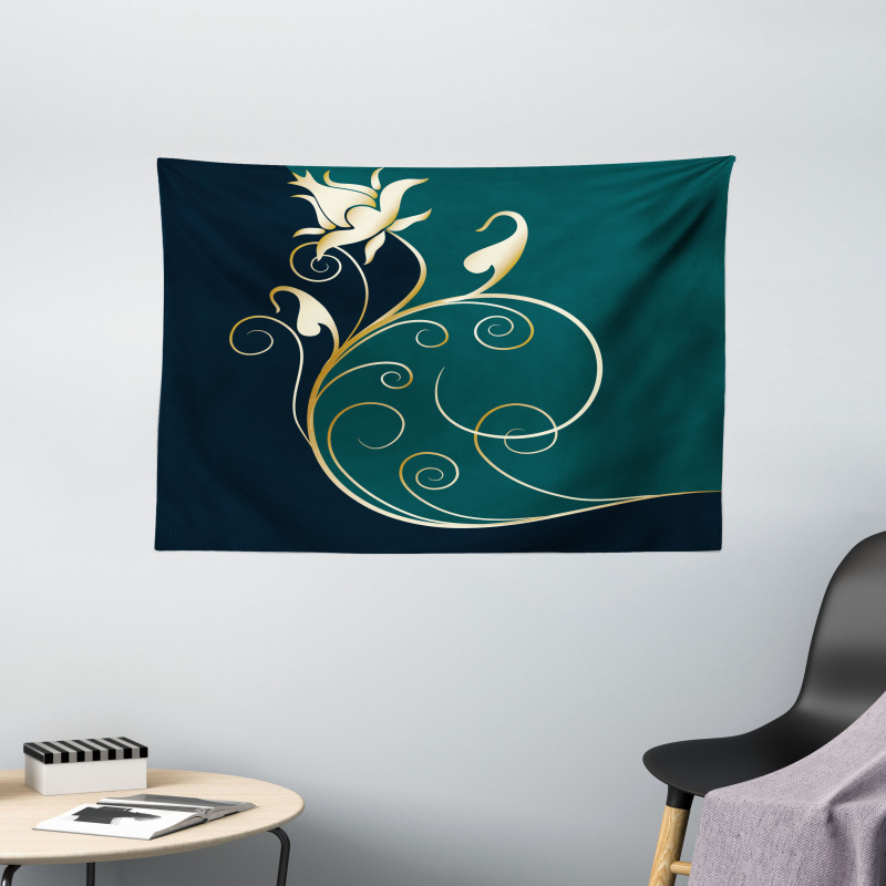 Swirled Flower Petals Wide Tapestry