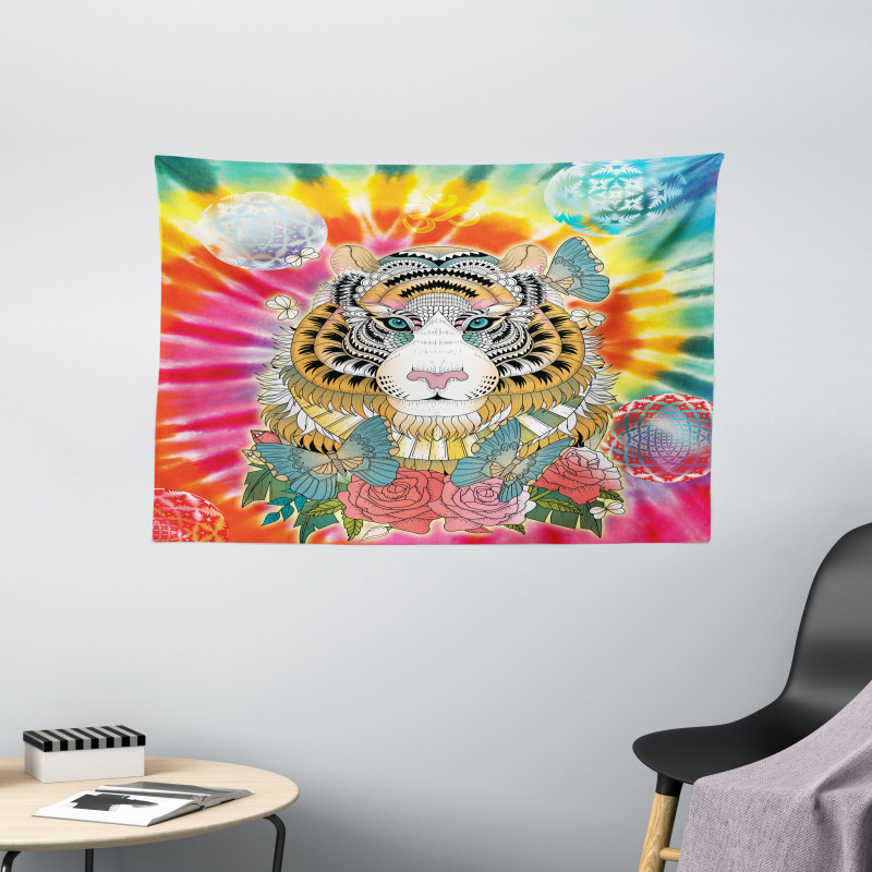 Tiger Head Wide Tapestry