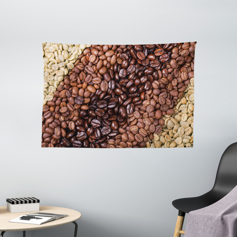 Coffee Beans Stripes Wide Tapestry